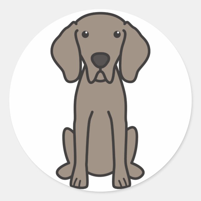 Sticker Rond Caricature de chien Weimaraner (Devant)