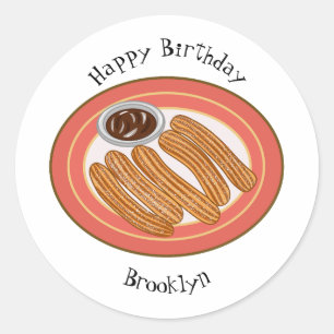 Sticker Rond Caricature de Churro