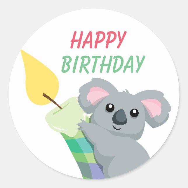Sticker Rond Caricature de Cute Chubby Koala illustration anniv (Devant)