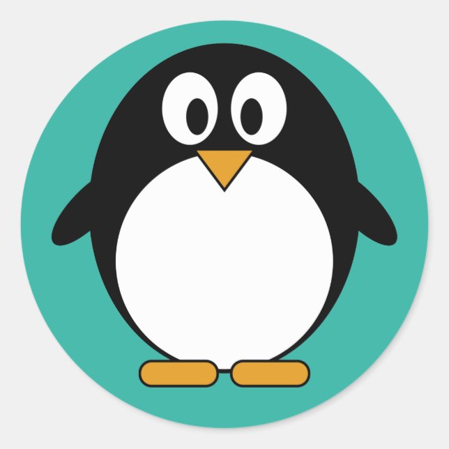 Sticker Rond Caricature de Cute Penguin Kawaii (Devant)