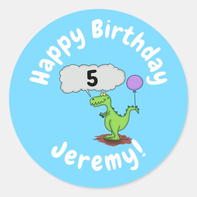 Sticker Rond Caricature de dragon dragon drôle et vert respiran (Devant)