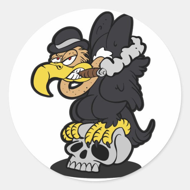 Sticker Rond Caricature de Griffon Vulture | choisir la couleur (Devant)