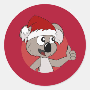 Sticker Rond Caricature de koala de Noël