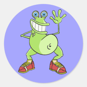 Sticker Rond caricature de la grenouille