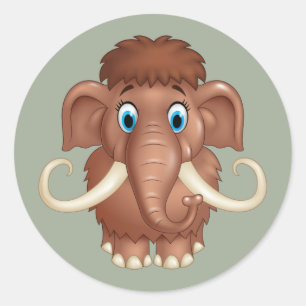 Sticker Rond Caricature de la mignonne Mammoth