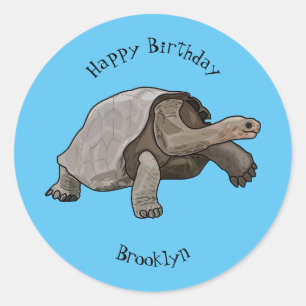 Sticker Rond Caricature de la tortue des Galapagos