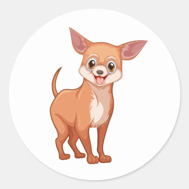 Sticker Rond Caricature de l'Amoureux des chiens Chihuahua (Devant)
