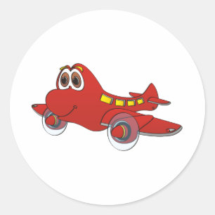 Sticker Rond Caricature de l'avion