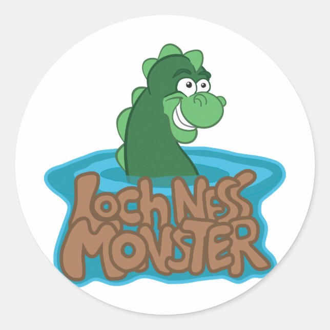 Sticker Rond Caricature de Loch Ness Monster (Devant)