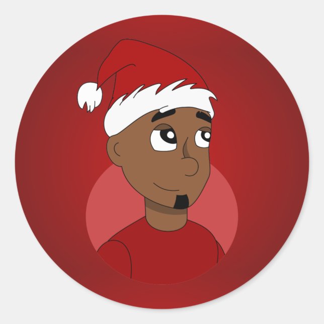 Sticker Rond Caricature de Noël (Devant)