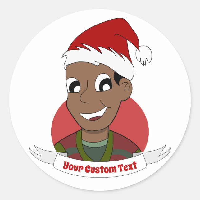 Sticker Rond Caricature de Noël de l'homme qui rit (Devant)