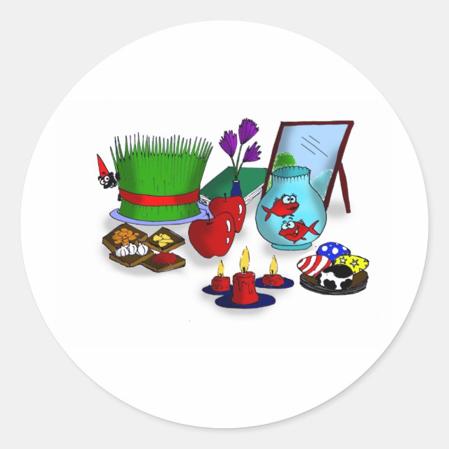 Sticker Rond Caricature de Norooz (Devant)