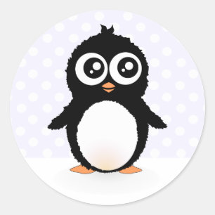 Sticker Rond Caricature de pingouin mignon