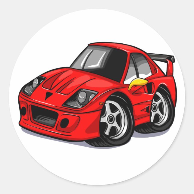 Sticker Rond Caricature de supercar rouge - Choisir la couleur  (Devant)