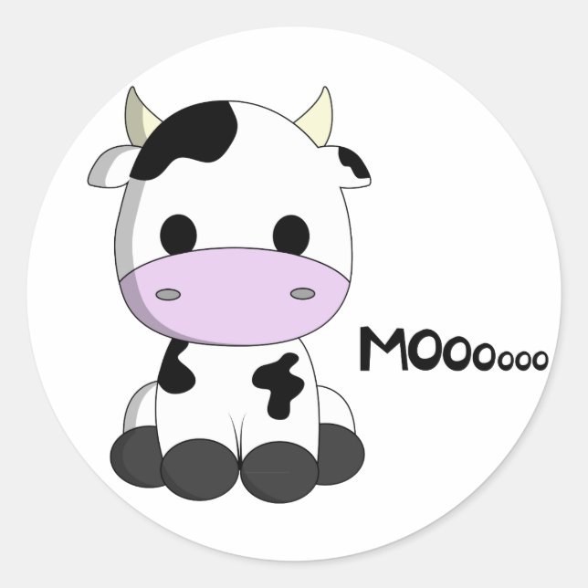 Sticker Rond Caricature de vache Cute kawaii enfants autour aut (Devant)