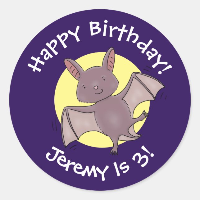 Sticker Rond Caricature de vol de chauve-souris (Devant)