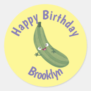 Sticker Rond Caricature de zucchini joyeux dessin humoristique