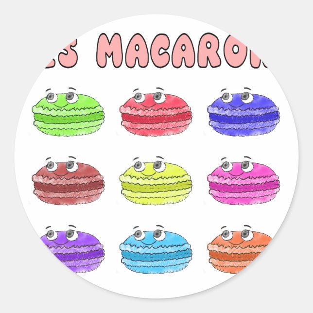 Sticker Rond Caricature des Macarons (Devant)