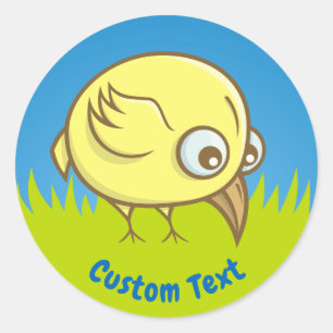 Sticker Rond Caricature d'oiseau jaune classique collant rond