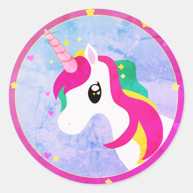 Sticker Rond Caricature du logo Unicorn (Devant)