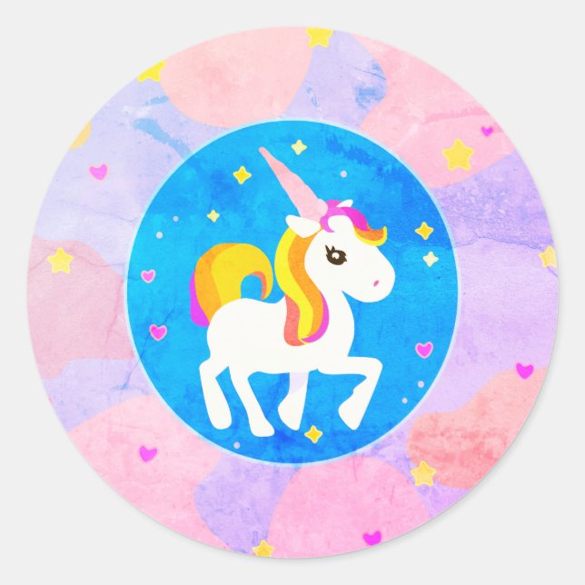 Sticker Rond Caricature du logo Unicorn (Devant)