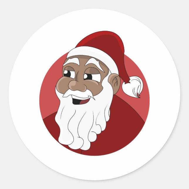 Sticker Rond Caricature du Père Noël noir (Devant)