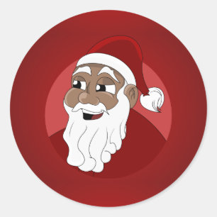 Sticker Rond Caricature du Père Noël noir