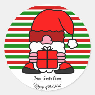 Sticker Rond Caricature du Père Noël sur mesure Nom amusant Noë