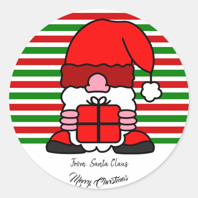 Sticker Rond Caricature du Père Noël sur mesure Nom amusant Noë (Devant)