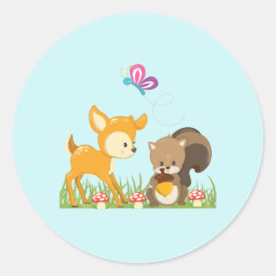 Sticker Rond Caricature en bois mignon
