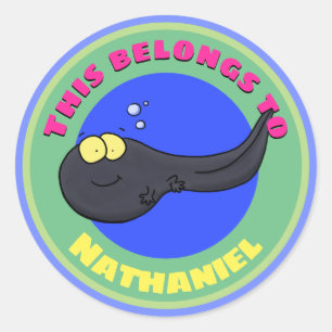 Sticker Rond Caricature en têtard mignon