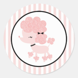 Sticker Rond Caricature French Poodle