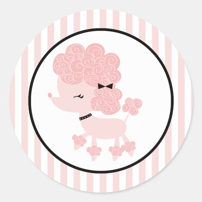 Sticker Rond Caricature French Poodle (Devant)
