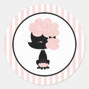 Sticker Rond Caricature French Poodle