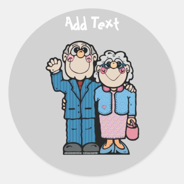 Sticker Rond Caricature grand-parent Funny personnalisée (Devant)