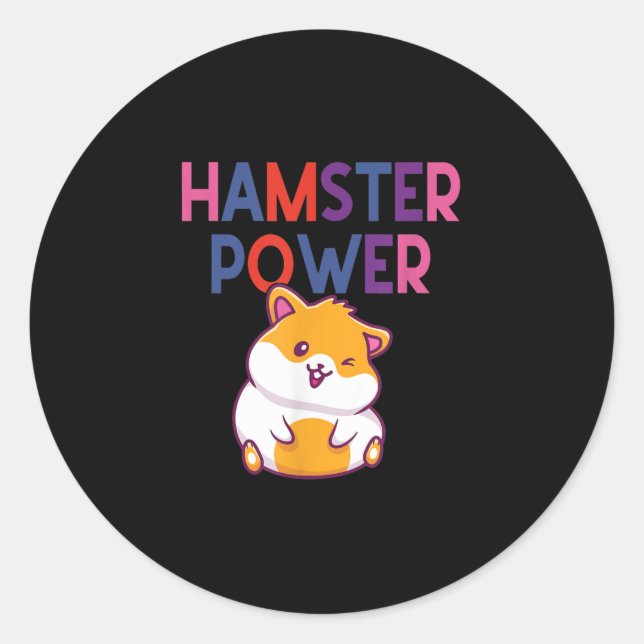 Sticker Rond Caricature Hamster Power Cute Hamster (Devant)