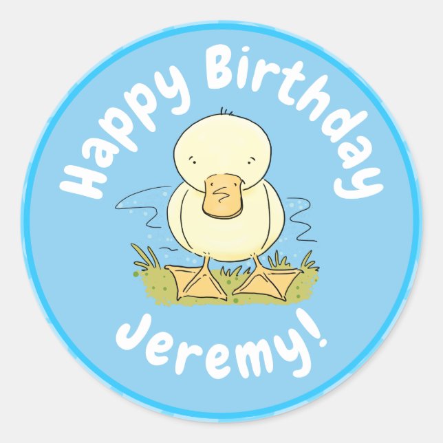 Sticker Rond Caricature jaune mignon pour canard bébé (Devant)