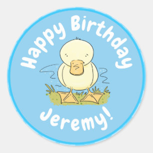 Sticker Rond Caricature jaune mignon pour canard bébé