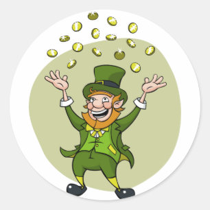 Sticker Rond Caricature Leprechaun