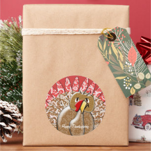 Sticker Rond Caricature mignonne Thanksgiving Turquie