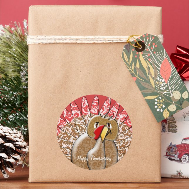 Sticker Rond Caricature mignonne Thanksgiving Turquie (vacances)