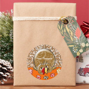 Sticker Rond Caricature mignonne Thanksgiving Turquie