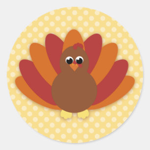 Sticker Rond Caricature mignonne Thanksgiving Turquie