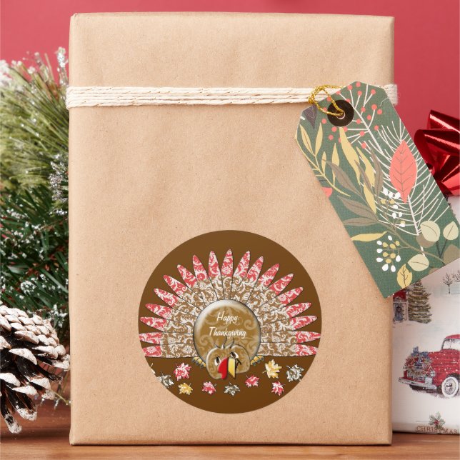 Sticker Rond Caricature mignonne Thanksgiving Turquie (vacances)