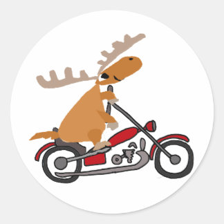 Sticker Rond Caricature moto moto à moelle mignonne
