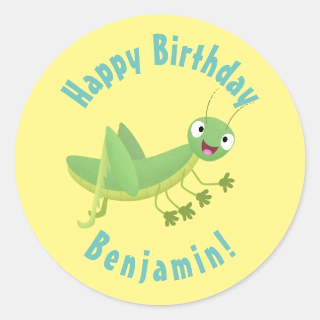 Sticker Rond Caricature pâtissière vert joyeux caricature ronde (Devant)