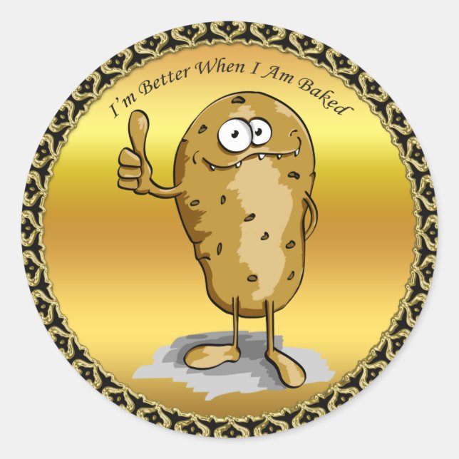 Sticker Rond caricature personnage pomme de terre aux grands ye (Devant)
