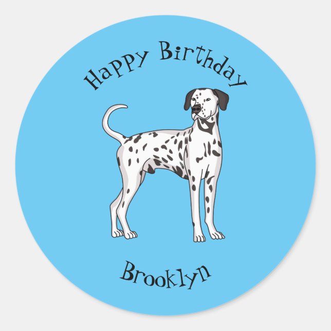 Sticker Rond Caricature pour chien dalmate (Devant)