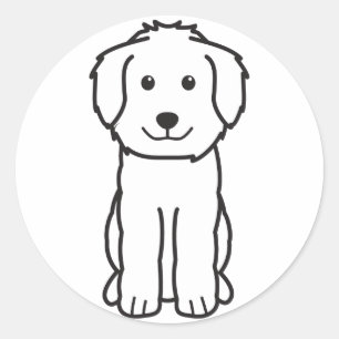Sticker Rond Caricature pour chien Goldendoodle