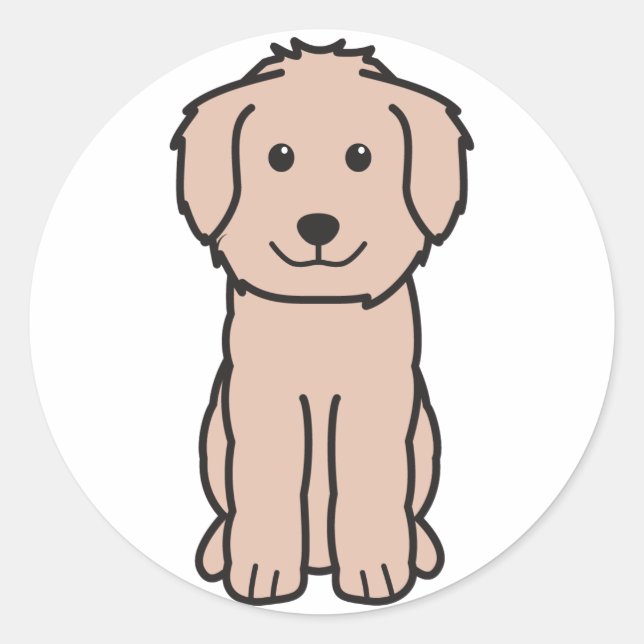 Sticker Rond Caricature pour chien Goldendoodle (Devant)